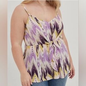 NWOT Torrid Peplum V Neck Tank Top with front tie